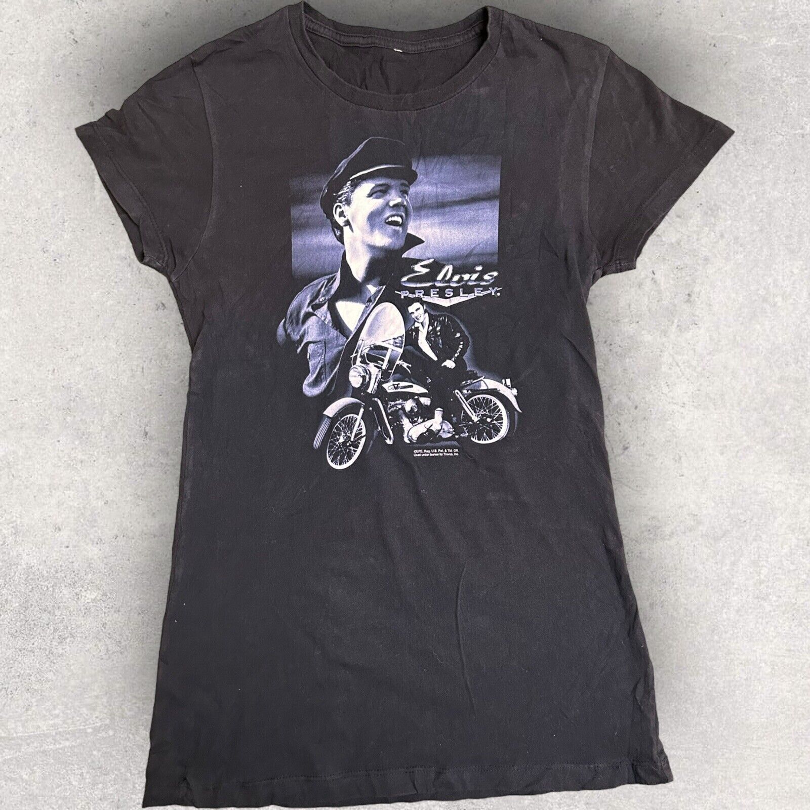 Elvis Presley Motorcycle Graphic T-Shirt Women’s Black Short Sleeve