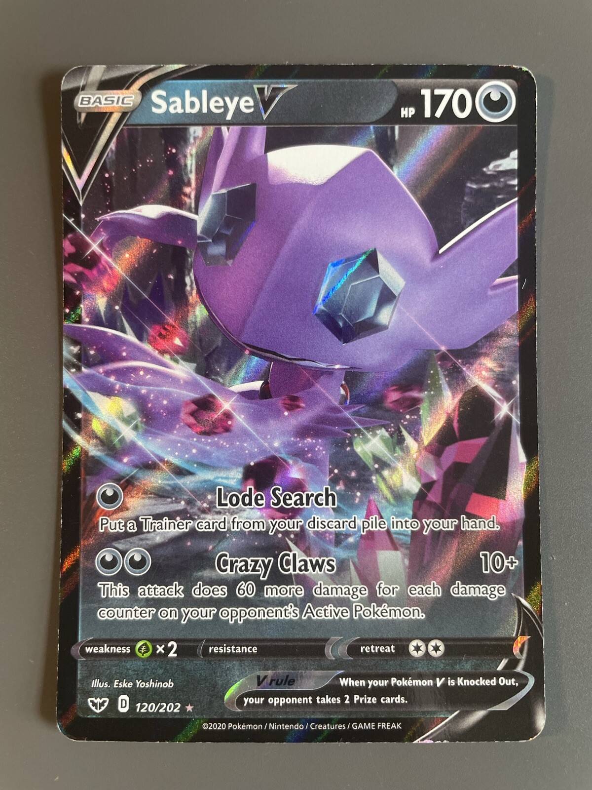 Sableye V - 120/202 Sword & Shield Base Set Ultra Rare Pokemon TCG