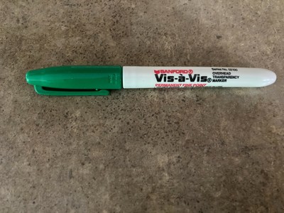 SANFORD VIS-A-VIS GREEN PERMANENT FINE POINT SHARPIE MARKER FOR AUTOGRAPHS AA3-2