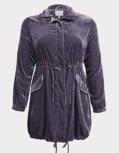 Torrid lightweight silver slate gray velvet longline anorak jacket / coat size 4 | eBay