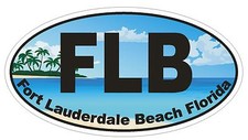 FLB Fort Lauderdale Beach Florida Oval Bumper Sticker or Helmet Sticker D1127