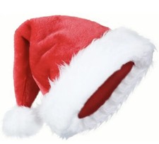 Santa Hat Christmas Costume Decoration Adult Unisex One Size Soft Velvet 1PC