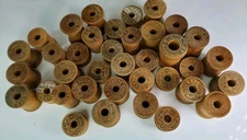 Antique  Wooden Spool Lot Stamped Sewing Vintage Corticelli Silk Dennisons Lily