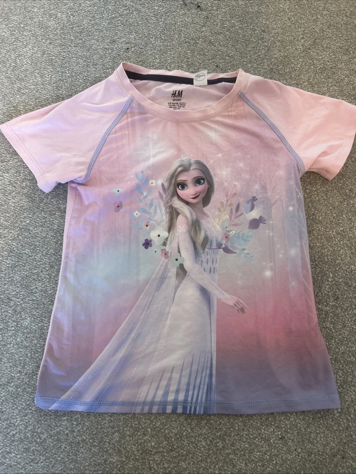 Girls H&M Sport Disney Frozen 2 Elsa Top & Leggings Set Gym Age 6 7 8 Years - Image 2 of 4