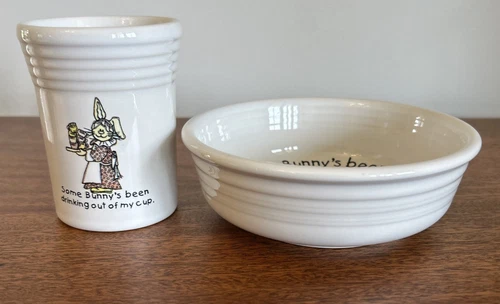 Fiestaware Homer Laughlin China Co. Child’s Bowl And Cup. Some Bunny’s Been…..