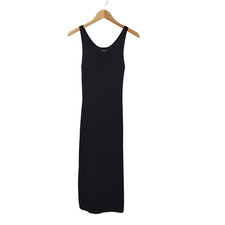 Quince Women Tencel Rib Knit Tank Midi Black Dress S