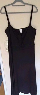 H&M Damen Trägerkleid Midi Schwarz Jersey  95% Viskose 5%Elasthan Größe XL