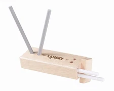 Lansky 4-Rod Turn Box Hardwood Ceramic Knife Sharpener Medium & Fine Grit #LCD5D