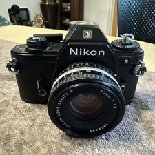 Nikon EM 35mm SLR Film Camera w/ Nikon Series E 50mm f/1.8 Lens - Black