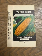 1920s Antique Vintage Card Seed Co. Packet Sweet Corn Golden Bantam Fredonia NY