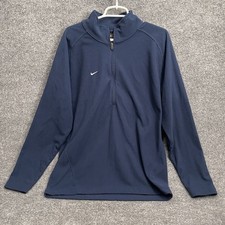 Nike Therma Fit 1/2 Zip Pullover Mens Sz L Blue Fleece Mock Neck 107544