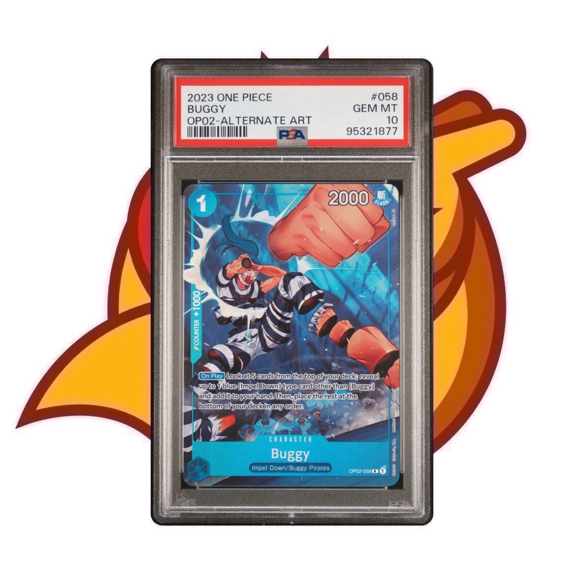 BUGGY OP02-058 PSA 10 ALT ART PARAMOUNT WAR ONE PIECE TCG 2023