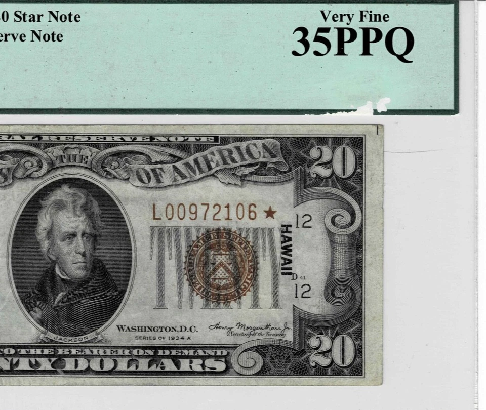1934A $20 Hawaii WWll Emergency-Federal Reserve*STAR*Note fr.-2305*-PCGS 35 PPQ - Image 4 of 4