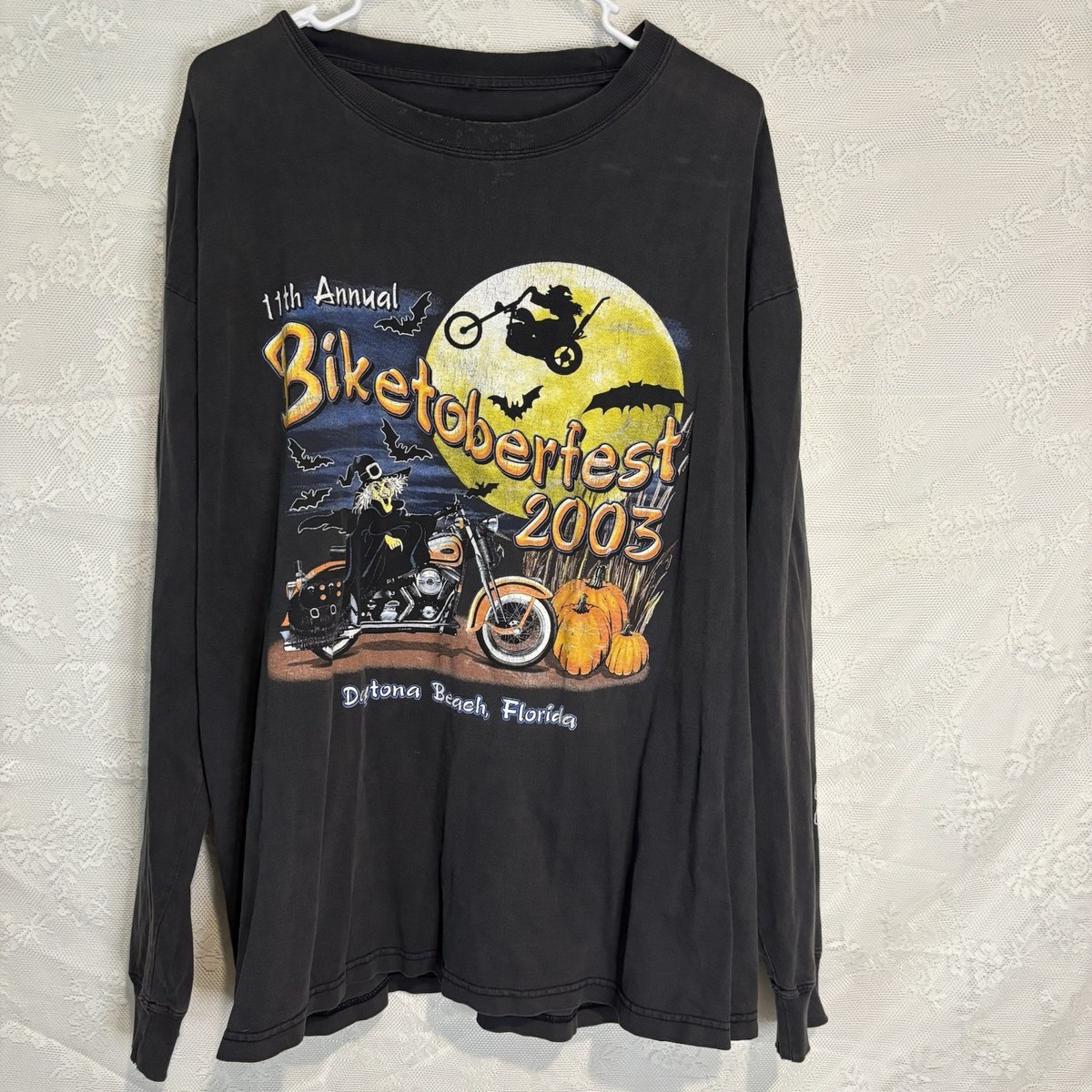 Vintage 2003 Biketoberfest Black Long sleeve Tee Daytona Fl 