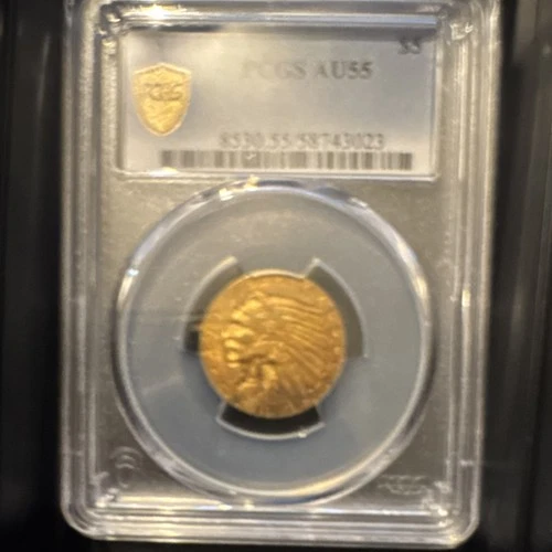 1915 PCGS AU55 $5 Indian Quarter Eagle Gold Coin
