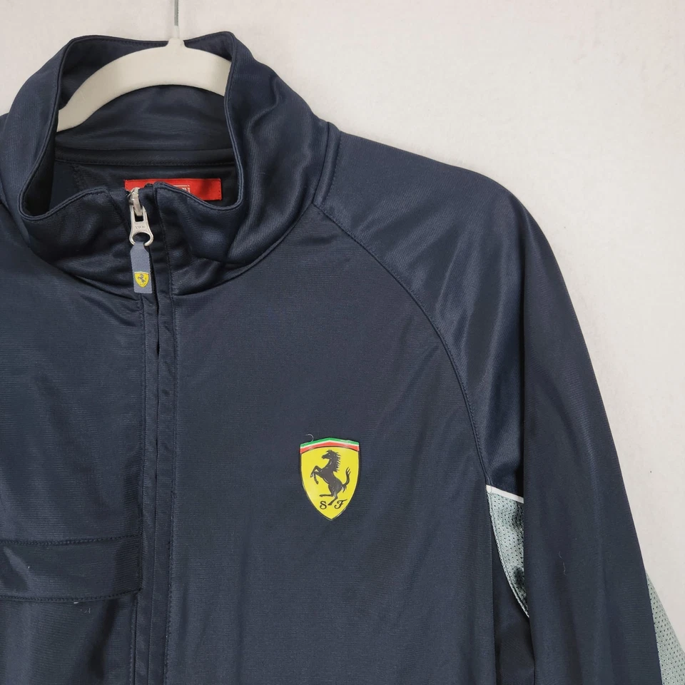 Chaqueta Ferrari Para Hombre XL Azul Marino Cremallera Completa Master Circle Of Fans Pista Atlética Foto 2 de 4