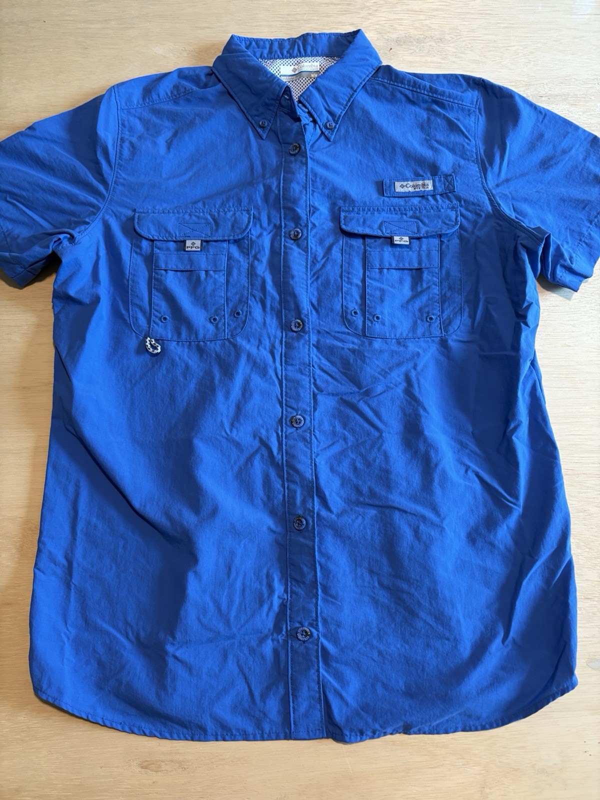 Columbia PFG Short Sleeve Blue Shirt Omni-Shade Mens Medium