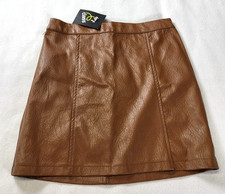 Brown Short A-Line Faux Leather Skirt by Art Class Size L 10/12 NWT