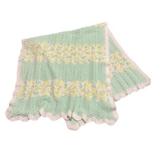 Handmade Crochet Baby Lap Blanket Chevron Scalloped Edge Gender neutral