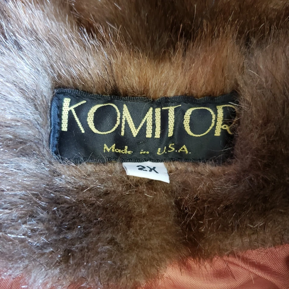 VTG Komitor Faux Fur Coat 2X Long Union Made in USA Mob Wife Carrie Bradshaw - Image 3 of 4