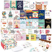 Birthday Cards Bulk, 40 Pack 40 Designs Happy Birthday Card Assortment Box wi...