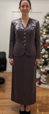 Alex Evenings ~ Purple Crepe Sleeveless Sheath Formal Gown w/ Jacket 16 NEW $199