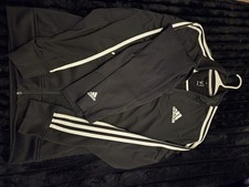 adidas Women's Black  White 2 Piece Tracksuit Set Jacket  Pants Size M