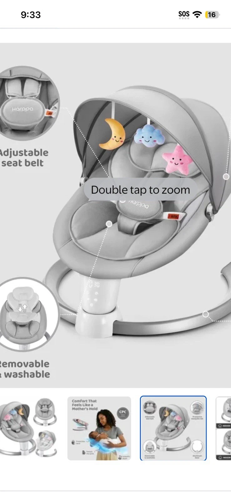 HARPPA Weddell | Electric Baby Swing HARPPA Eletric Baby Swing for Infants Bluet
Opens in a new wind