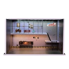 Diorama 1/64 Diecast Garage Model 3 Color Light Model Car Workshop Display Case