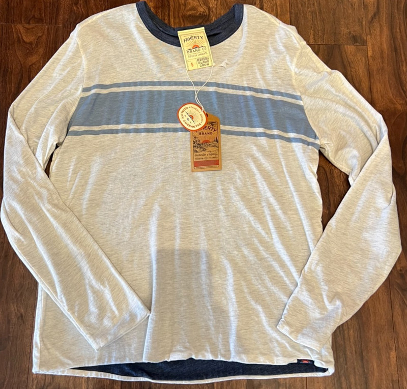 Faherty LS Cloud Reversible Crew - Ivy Heather -  Small NWT