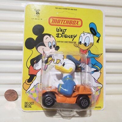 LESNEY MATCHBOX 1979 WALT DISNEY WD2A HK DONALD DUCK BEACH BUGGY NearMINT onCard
