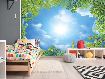 3D Sunny Leaves ZHUA14614 Wallpaper Wall Murals Removable Self-adhesive Amy