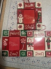 2007 Christmas Photo Ornament Rejoice Peace Praise Snowman Candy Cane Baby