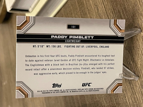 2024 Topps Chrome UFC Refractor Paddy Pimblett Lightweight #151 - Imagen 2 de 2