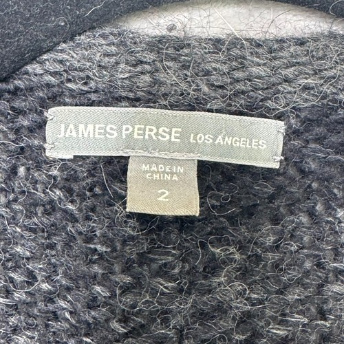 James Perse Sweater Womens 2 Gray Striped Long Line Duster Alpaca Wool Cardigan - Picture 3 of 7