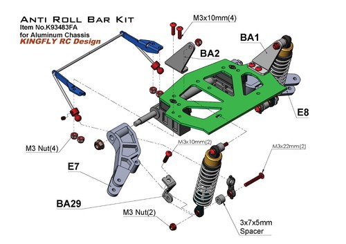 Kingfly Aluminum option parts for Tamiya Wildone/ BLOCKHEAD/Fast Attack Vehicle - Picture 31 of 97