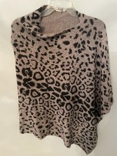 SOFT SURROUNDINGS BEADED CHEETAH PRINT PONCHO CAPE ONE SIZE FITS ALL MINT COND
