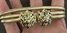 Vintage Hattie Carnegie Double Lion Head Gold Tone Belt 28-30  
