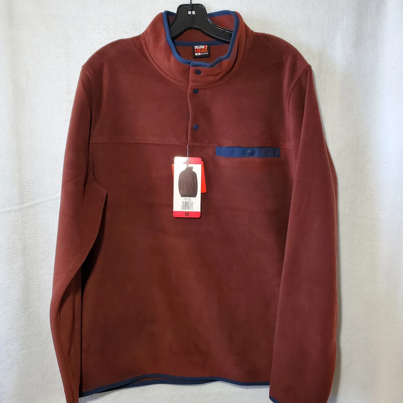 32 Degrees Heat Jacket 1/4 Snap Button Long Sleeve Lightweight Micro-Fleece NWT
