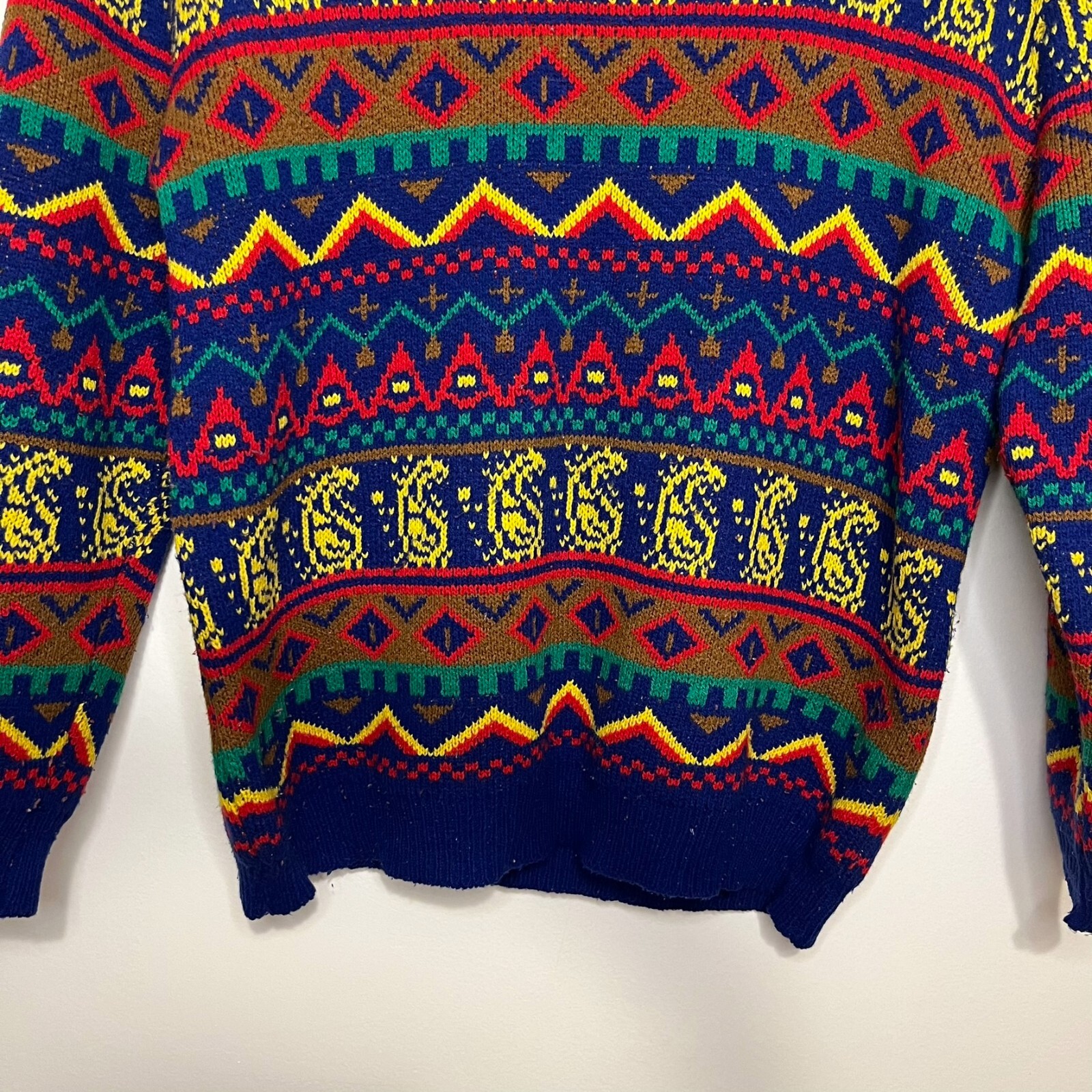 Colorful Geometric Pattern Oversized Pullover Swe… - image 4
