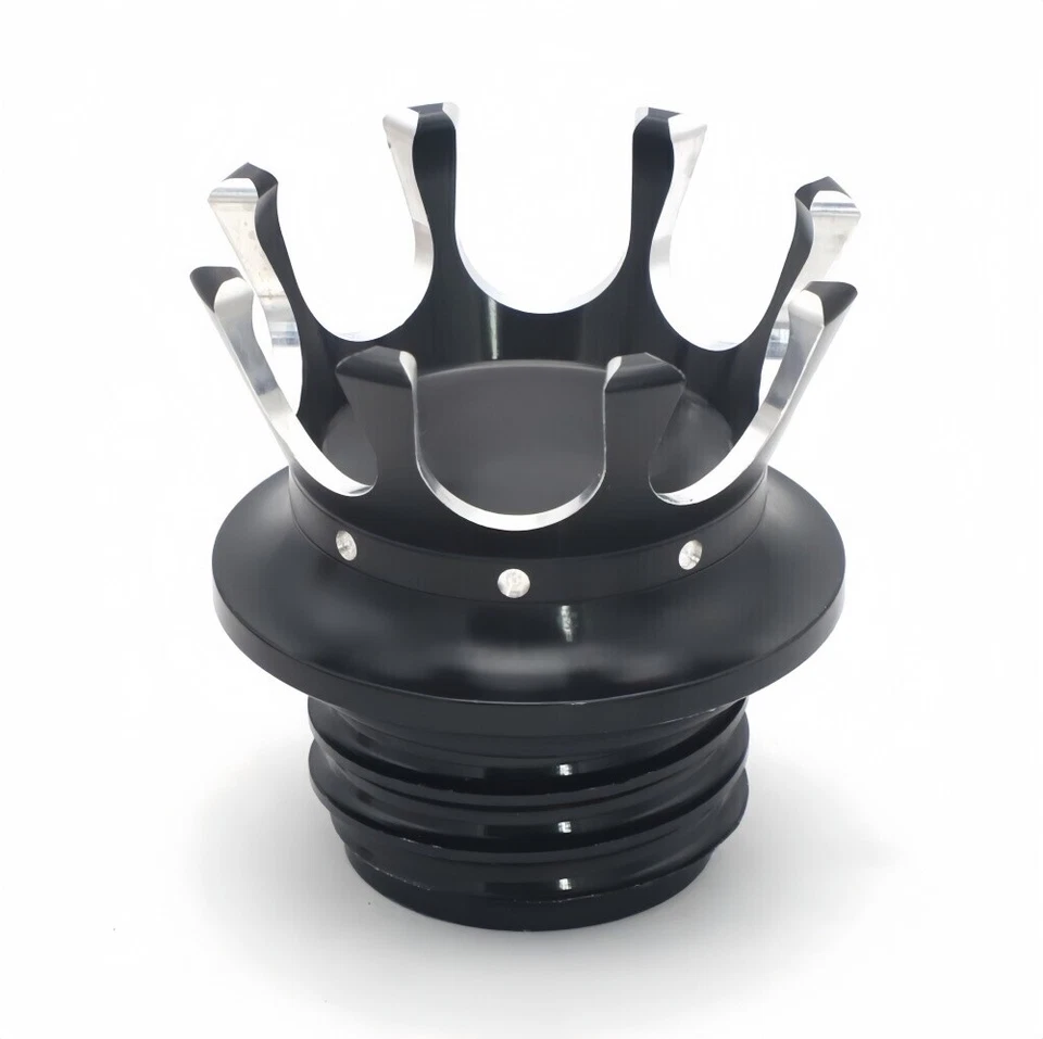 For Harley Road King Street Bob Fat Boy 96-18 Black CNC Fuel Tank Cap Foto 2 de 4