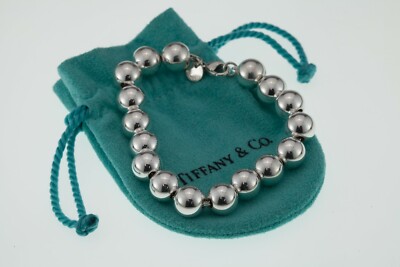 Tiffany & Co. Sterling Silver 9 mm Beaded Bracelet w/ Pouch | eBay