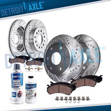 Front Rear Drilled Disc Brake Rotors Pads for Toyota Tundra Sequoia Lexus LX600