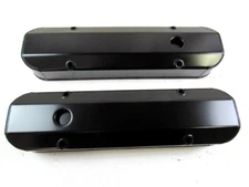 Pontiac 326-455 Fabricated Aluminum Valve Cover w/ Hole Black Ano E41381BK