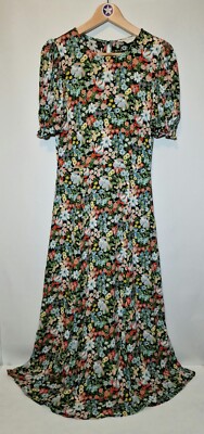 M&S x Ghost Midi Tea Dress Size UK 10 Multicoloured Floral Cottagecore Summer