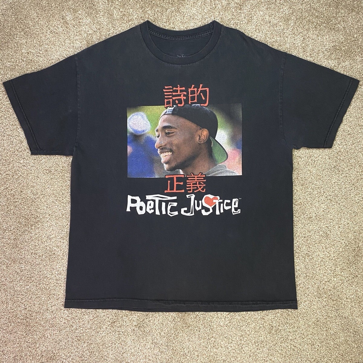 Tupac Shirt Mens XL Black Poetic Justice Chinese 2Pac Shakur Rap
