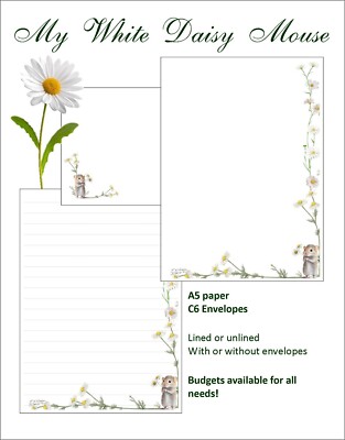 My White Daisy Mouse'' - A5 Brief Schreibpapier Sets (verschiedene Größen Packungen)