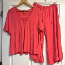 COSABELLA Italy Coral lace short sleeves cropped soft jersey pajamas set size L