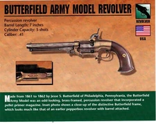 Butterfield Army Model Rrevolver Classic Firearms Photo Card u