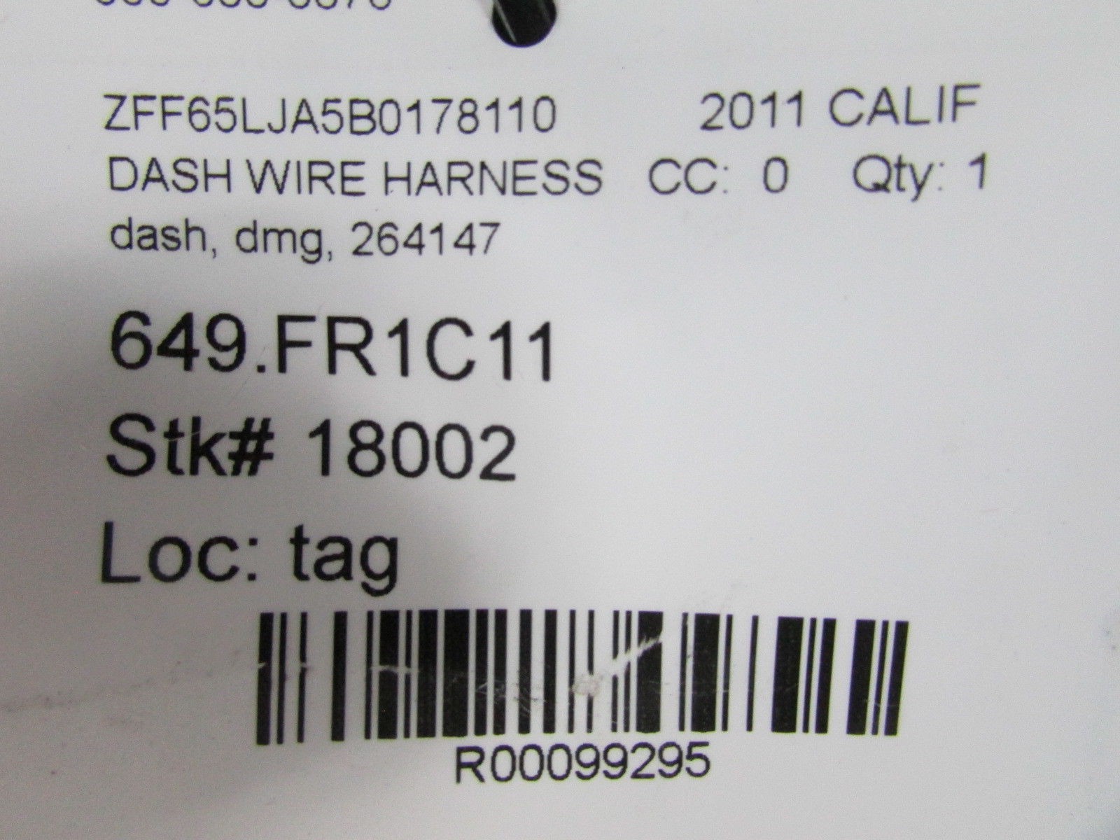 Ferrari California, Dash Wire Harness, Used, P/N 264147